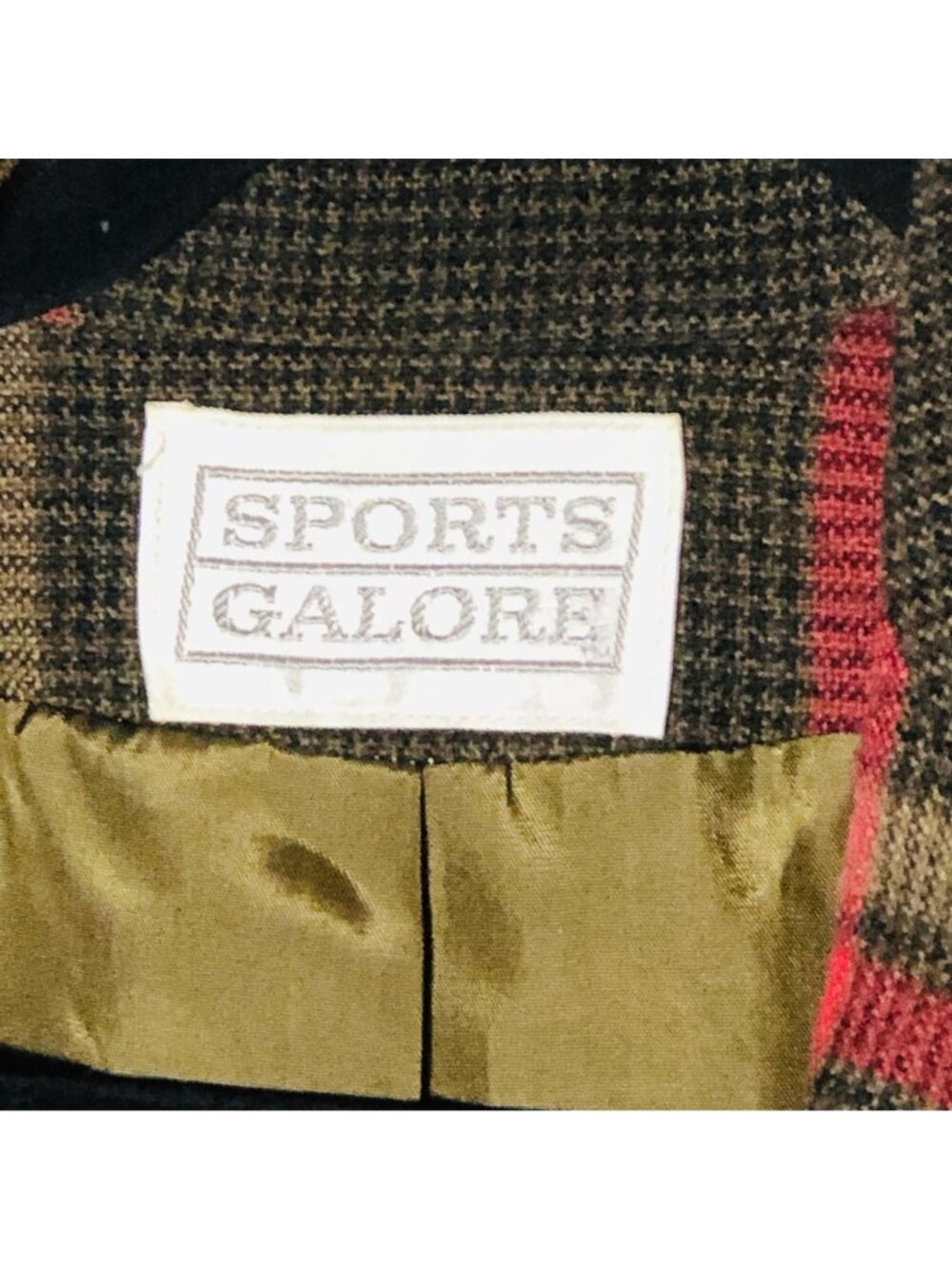 Sports Galore blazar plaid brown black pockets button wool medium bust 18" READ - Picture 3 of 12